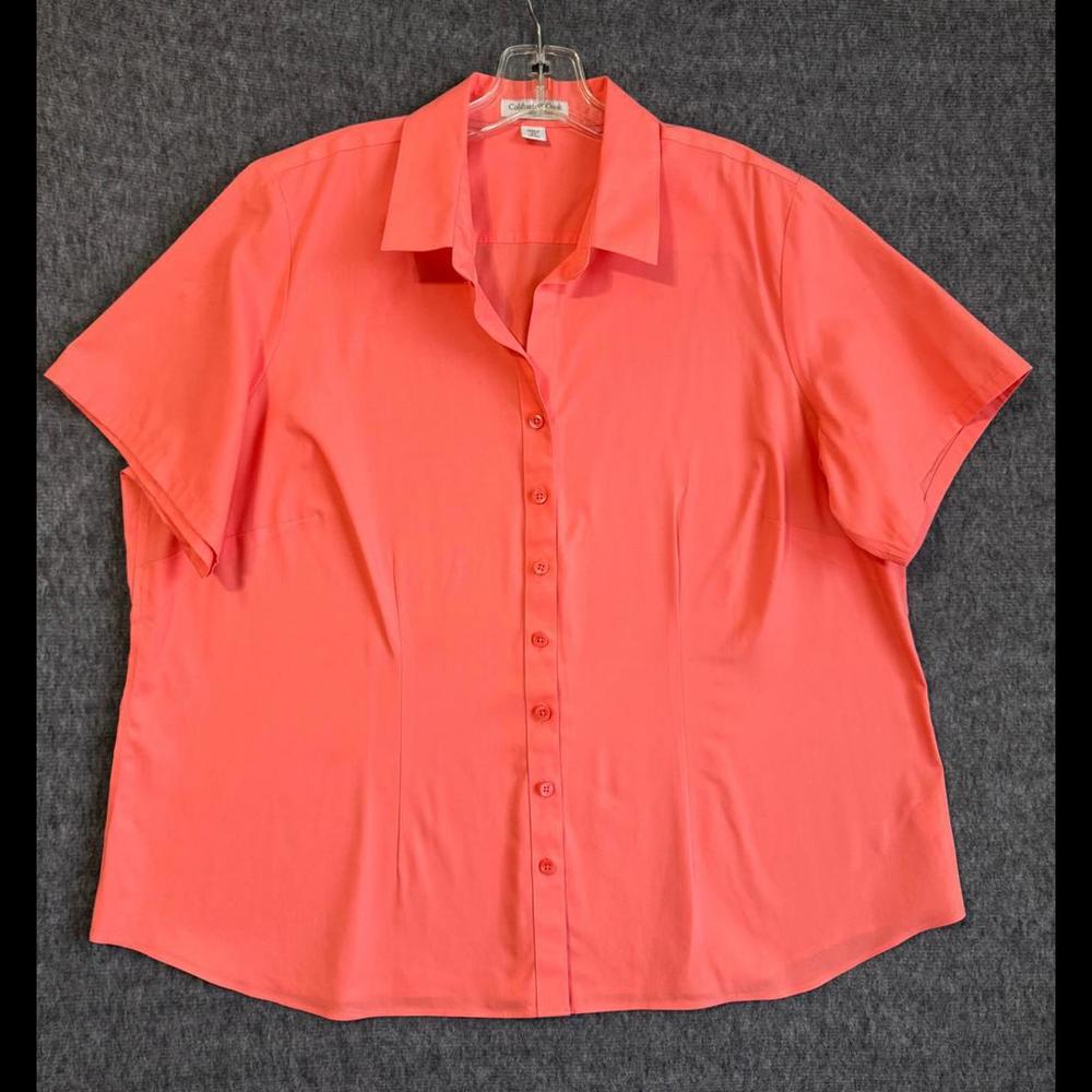 Stylish Short Sleeve Button-Up Shirt - Coral Pink